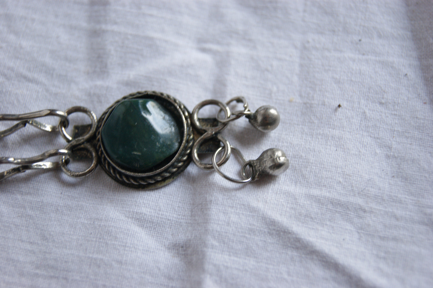 1970s Indian Silver & Multi-Stone Harmony Bracelet & Earrings Set