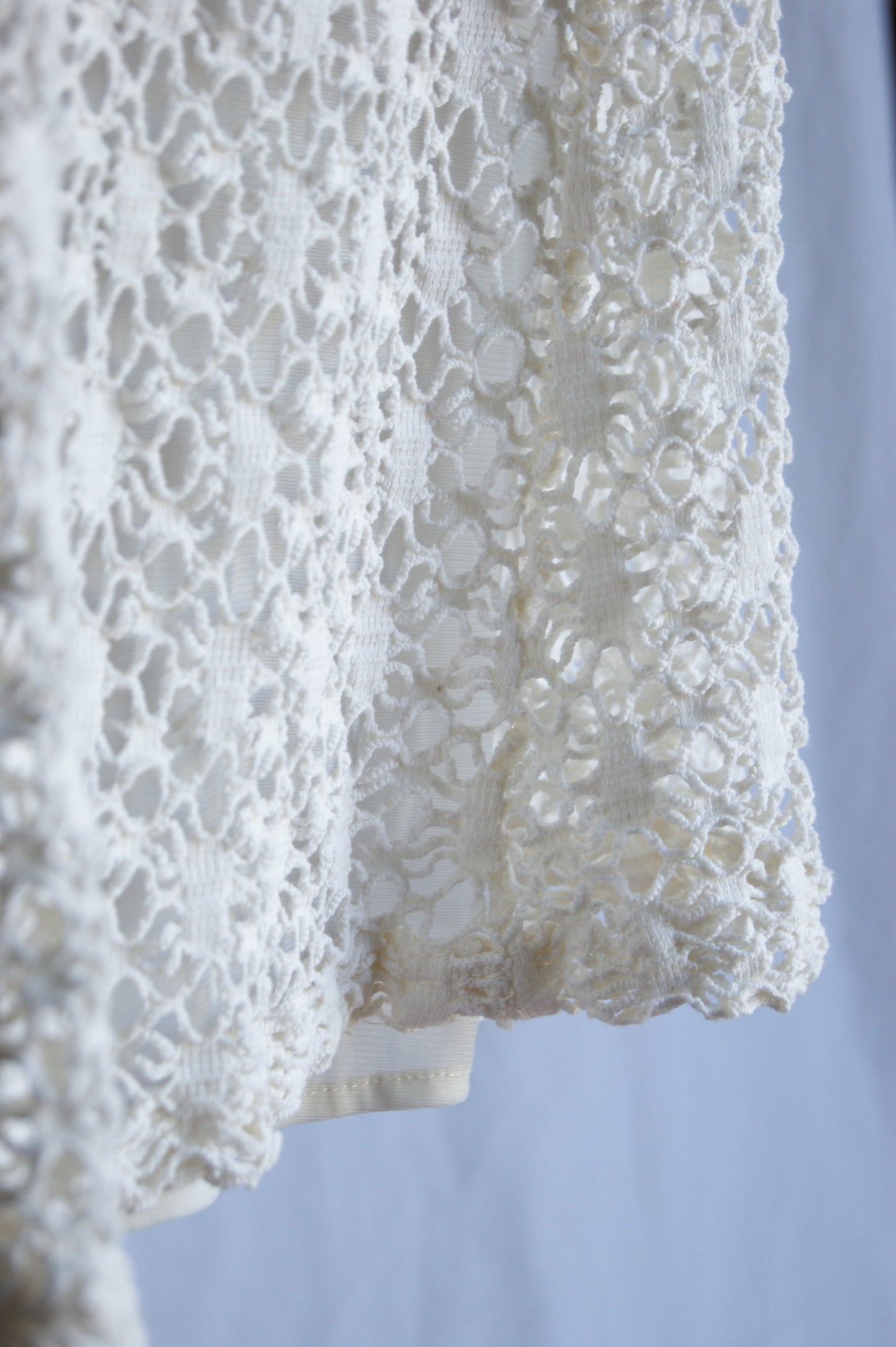 1970s Cotton Lace Dress with Waist Tie - S/M