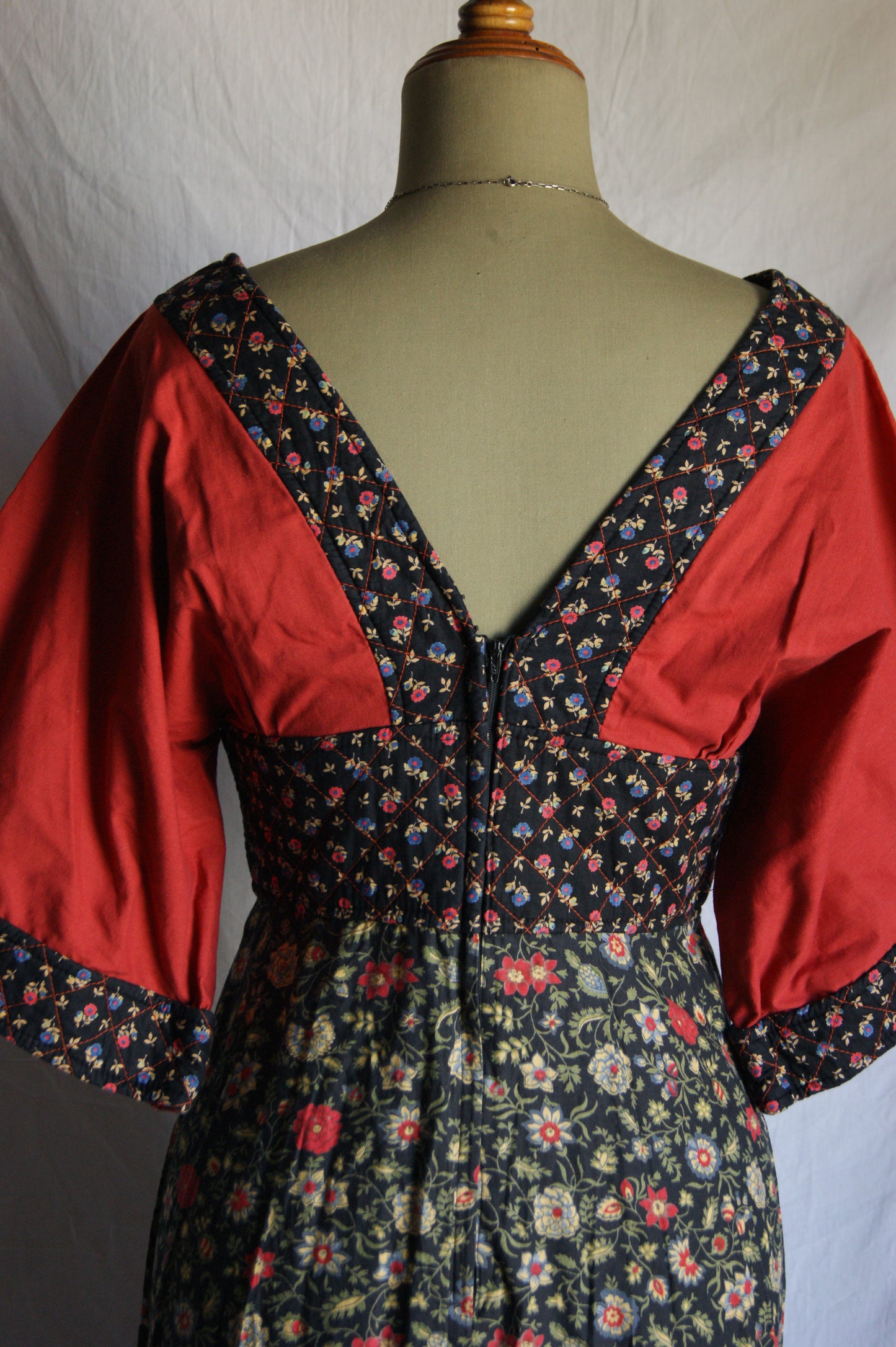 1970s Shubette of London Quilted Maxi Kimono Dress - M