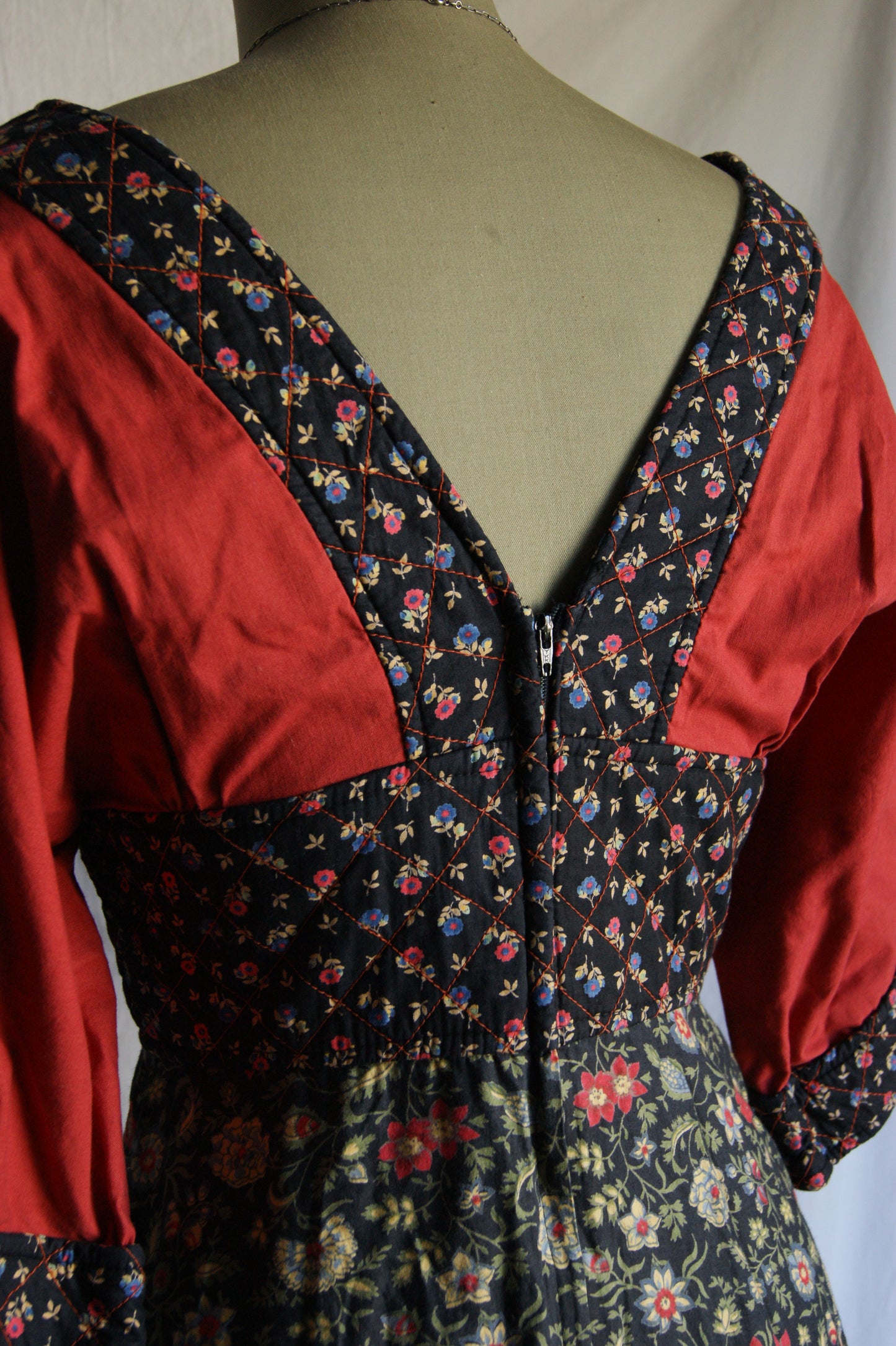 1970s Shubette of London Quilted Maxi Kimono Dress - M