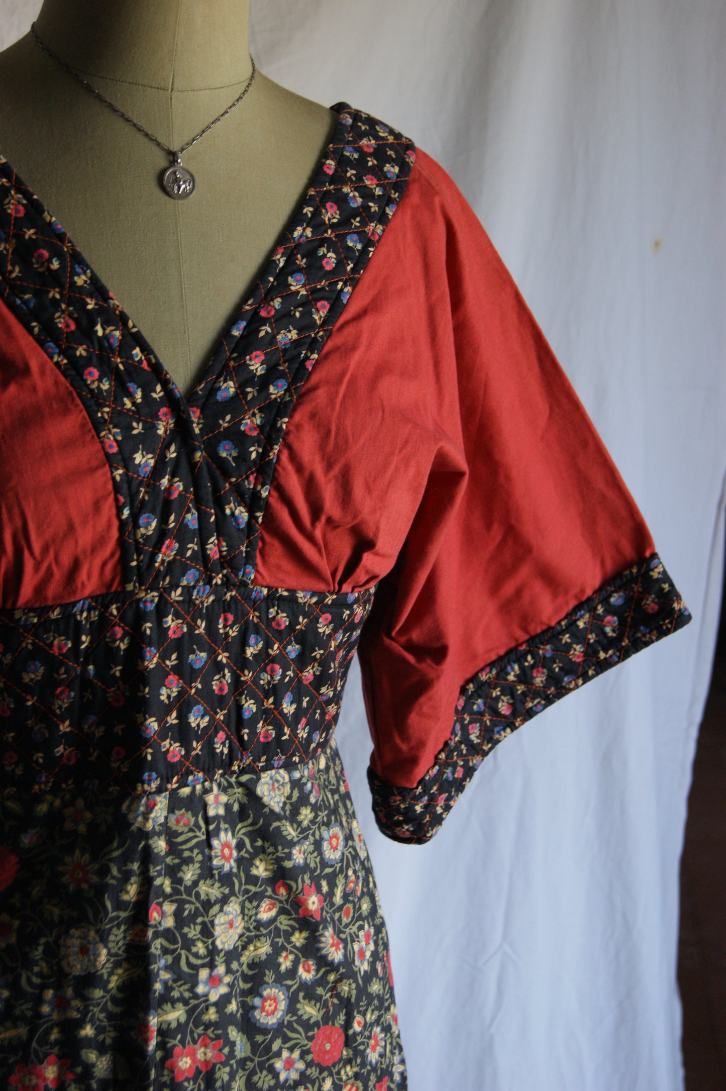 1970s Shubette of London Quilted Maxi Kimono Dress - M