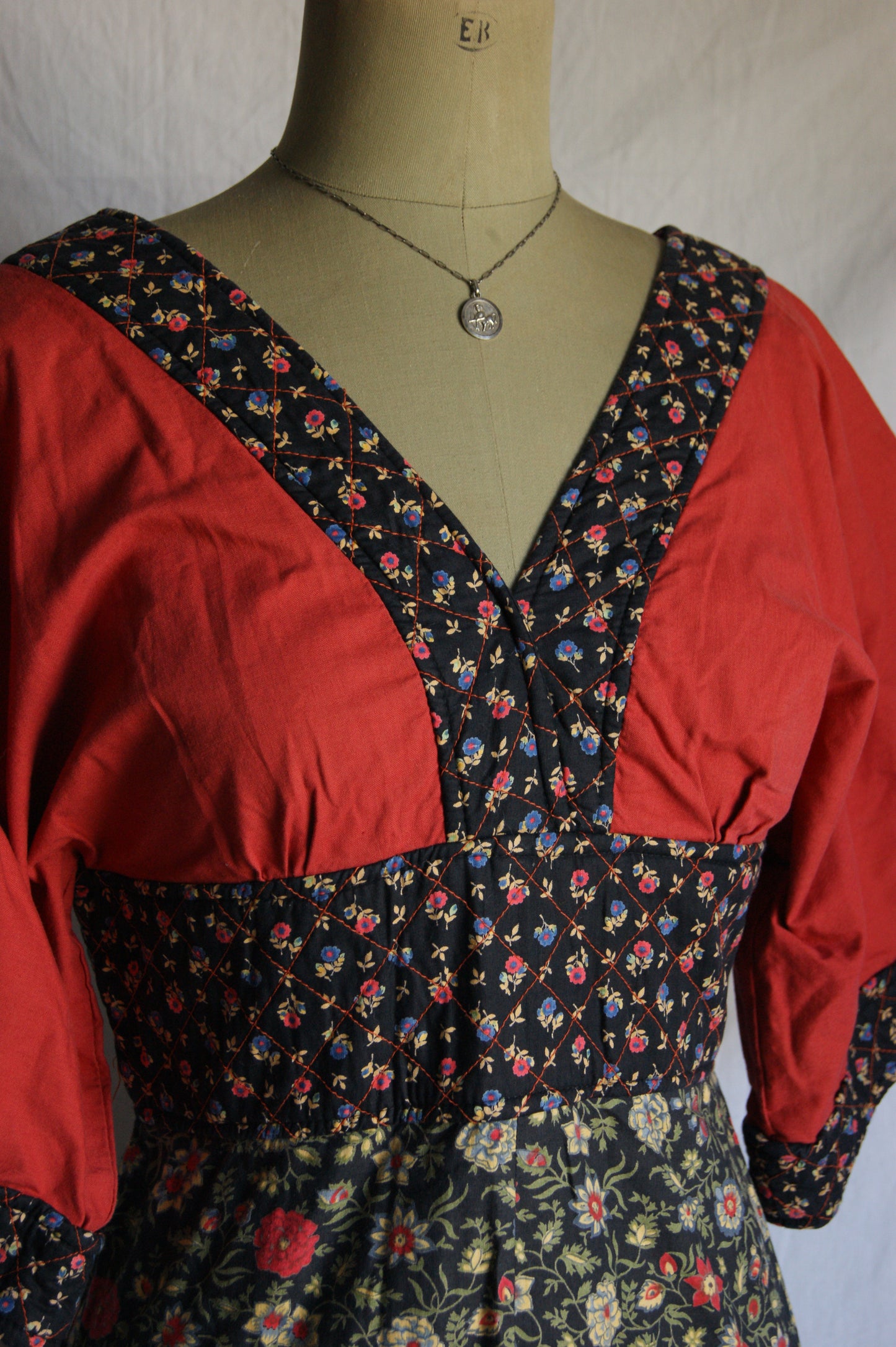 1970s Shubette of London Quilted Maxi Kimono Dress - M