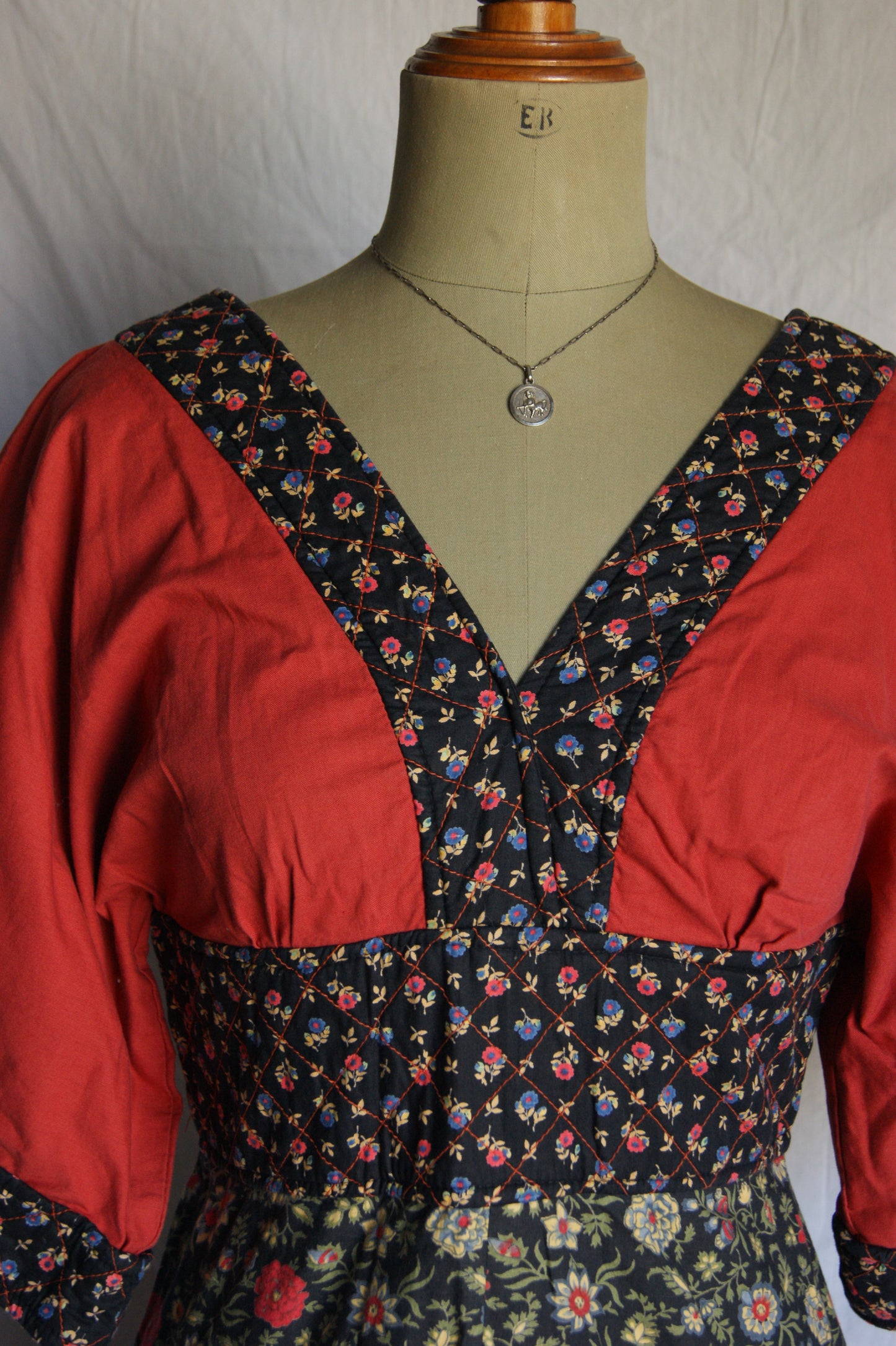 1970s Shubette of London Quilted Maxi Kimono Dress - M