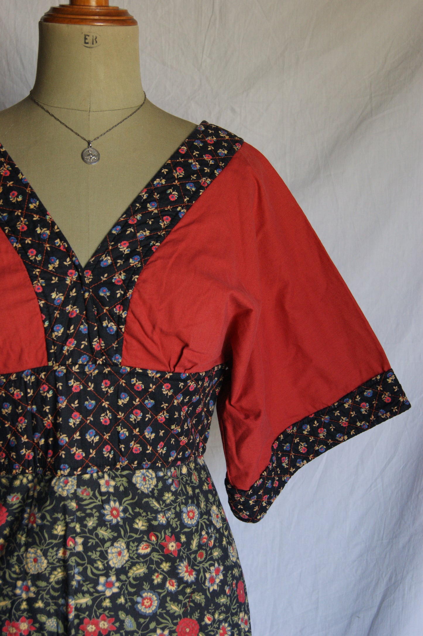 1970s Shubette of London Quilted Maxi Kimono Dress - M