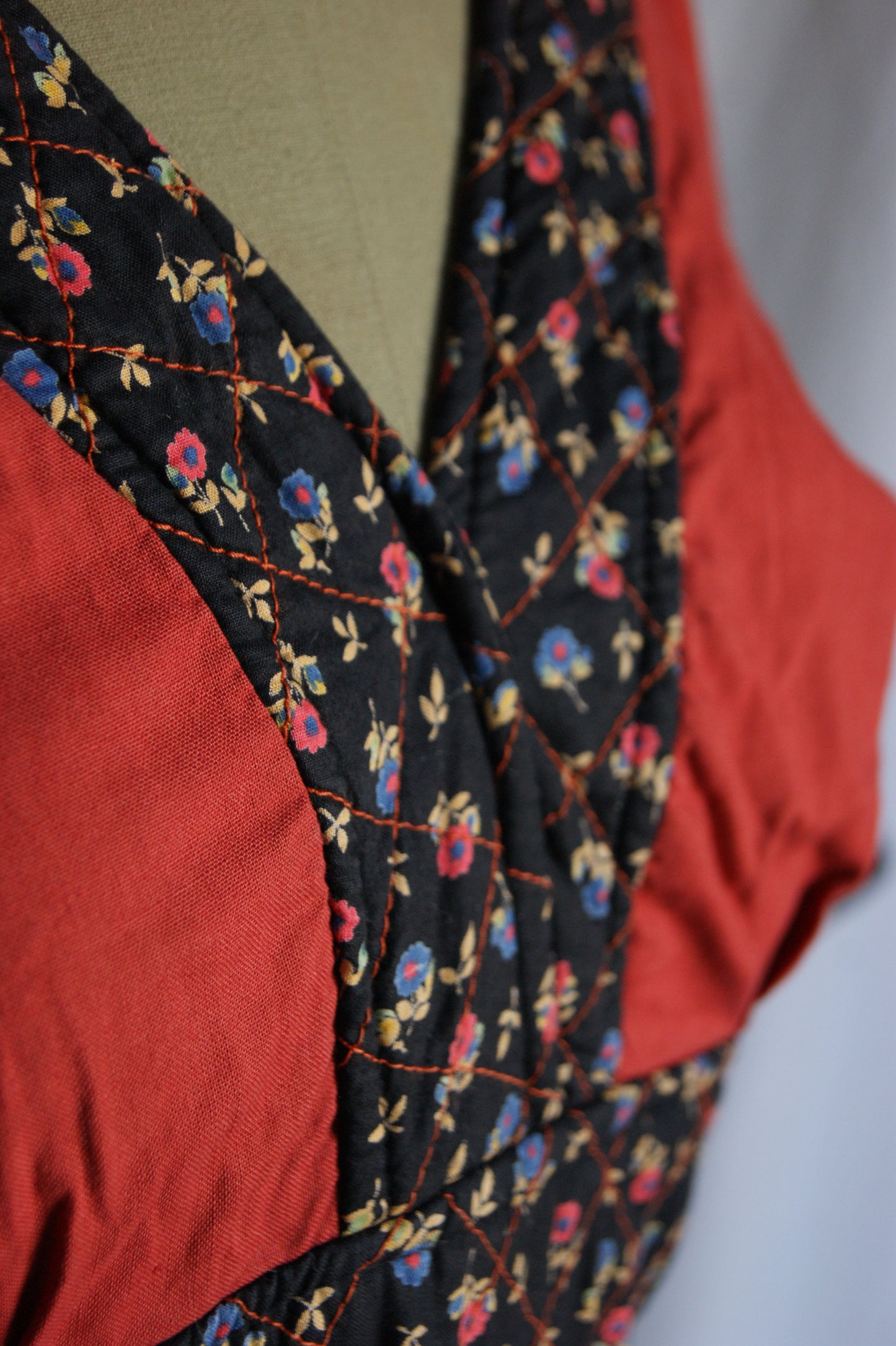 1970s Shubette of London Quilted Maxi Kimono Dress - M