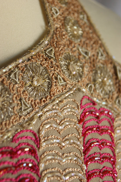 1960s Indian Hand-Embroidered Halter Blouse with Golden Zardozi Work