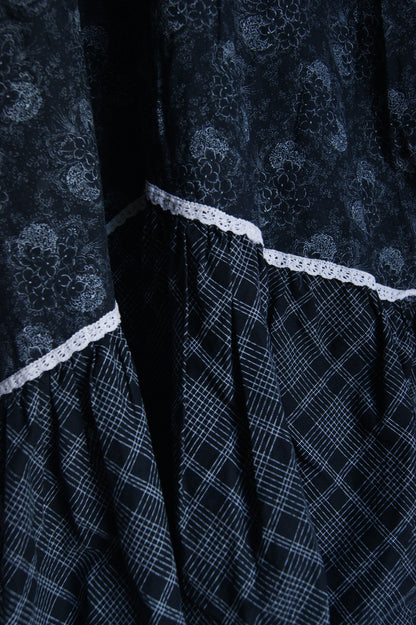 1970s Hand-Sewn Tartan & Paisley Folk Dress - XS