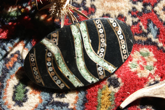 1970s Seaweed Inlaid Mother-of-Pearl Hair Clip