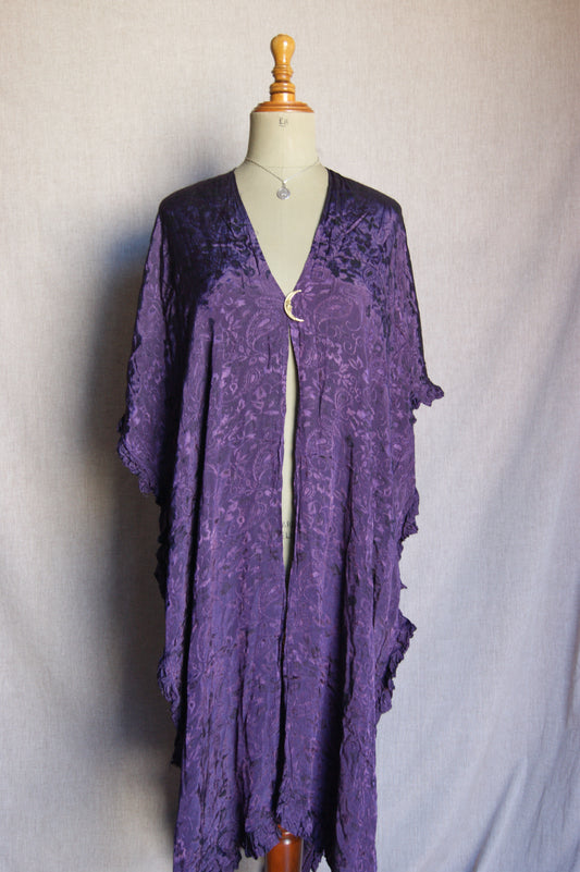 1990s Purple Satin Kimono-Style Duster