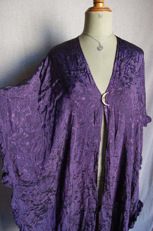 1990s Purple Satin Kimono-Style Duster