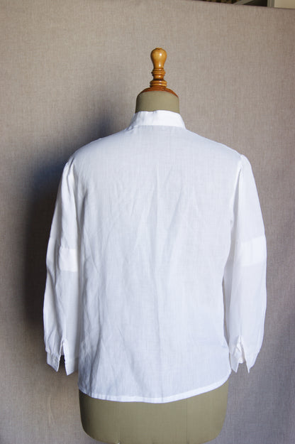 1940s Eyelet Cotton Blouse - M