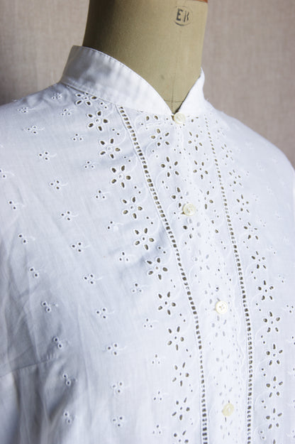 1940s Eyelet Cotton Blouse - M