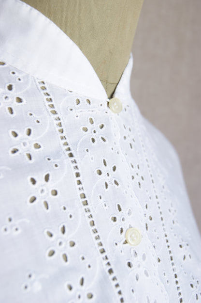 1940s Eyelet Cotton Blouse - M