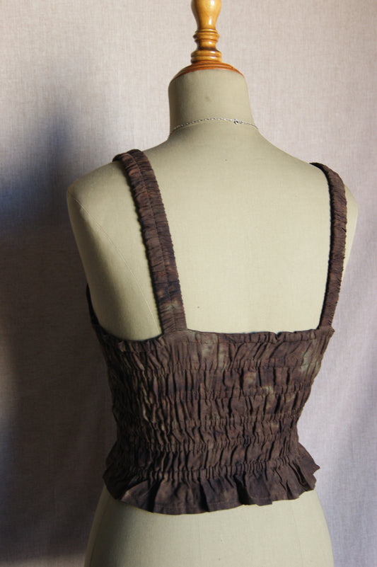 1990s Tie-Dye Cotton Corset Top - S