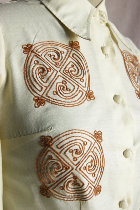 1980s Celtic Embroidered Blouse - S/M
