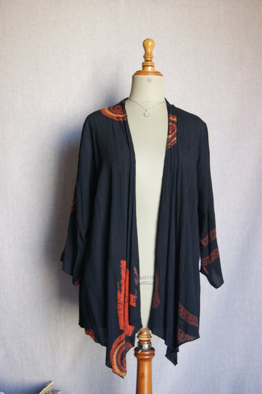 Cardigan Kimono Artístic Tenyit a Mà dels anys 90