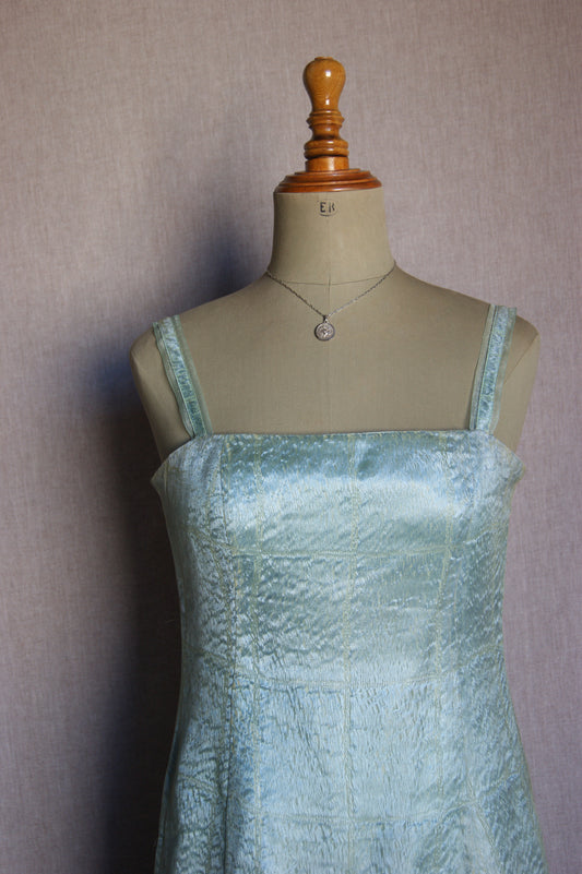 Vestit midi blau texturitzat Helena Sorel dels anys 80 - P/M