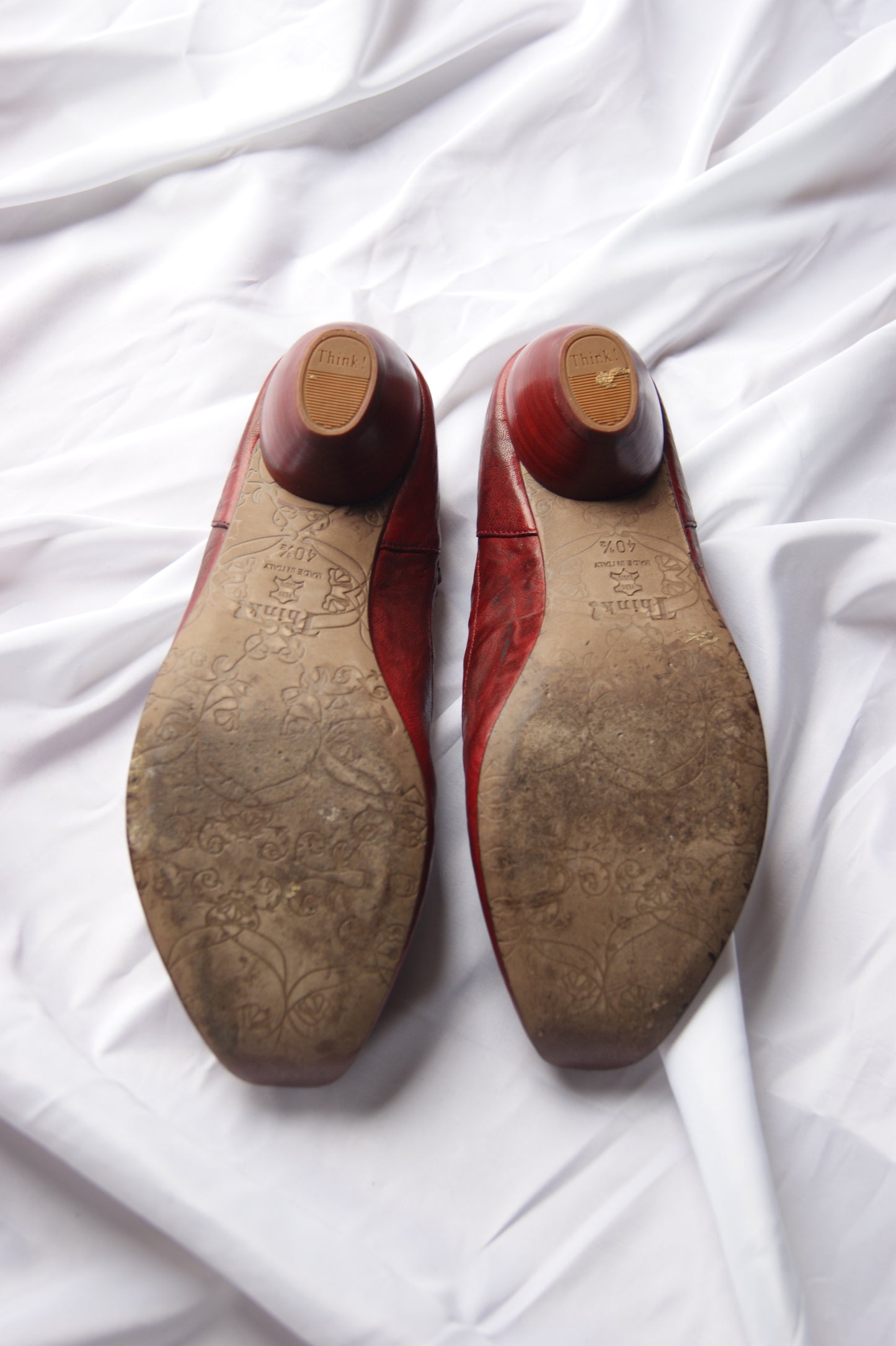 Vintage Think! Burgundy Leather Scalloped Mary Jane's - EU40.5 US9.5
