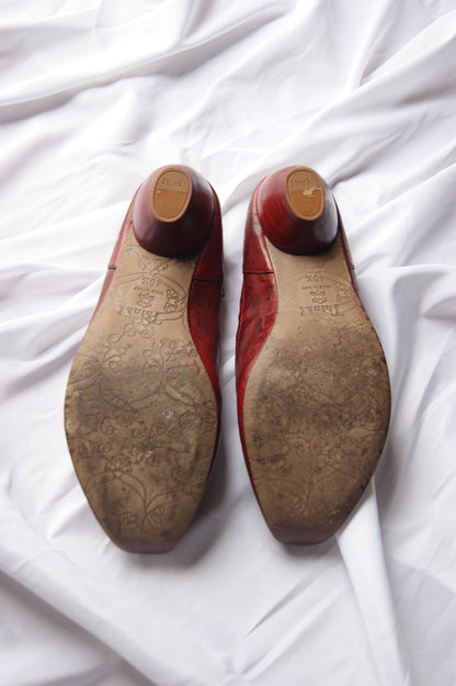 Vintage Think! Burgundy Leather Scalloped Mary Jane's - EU40.5 US9.5
