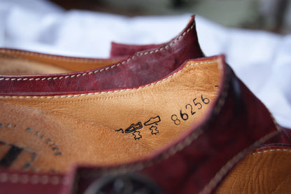 RESERVED for Hannah - Vintage Think! Oxblood Leather Scalloped Mules - EU38 US7.5