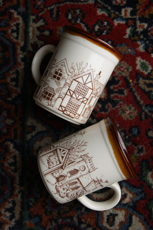 Vintage Biltons "Old England" Pottery Mug Set of 2