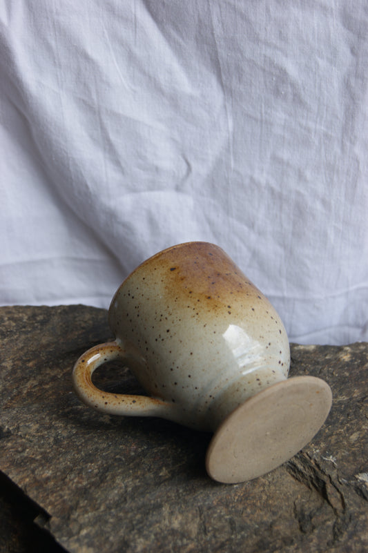 Vintage Pottery Goblet Mug with Speckled Glaze