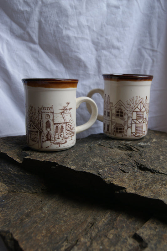 Vintage Biltons "Old England" Pottery Mug Set of 2