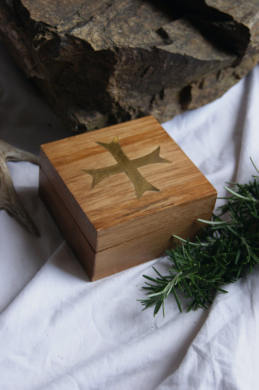 1980s Wooden Cross Jewelry Box