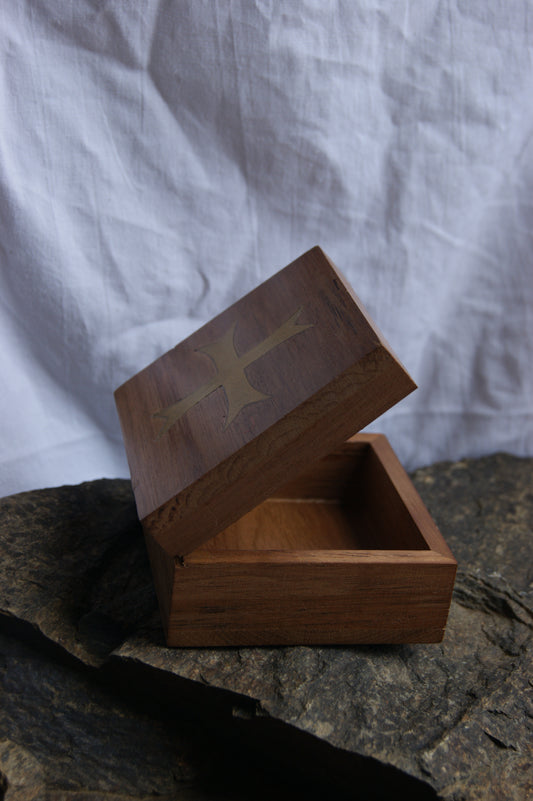 1980s Wooden Cross Jewelry Box