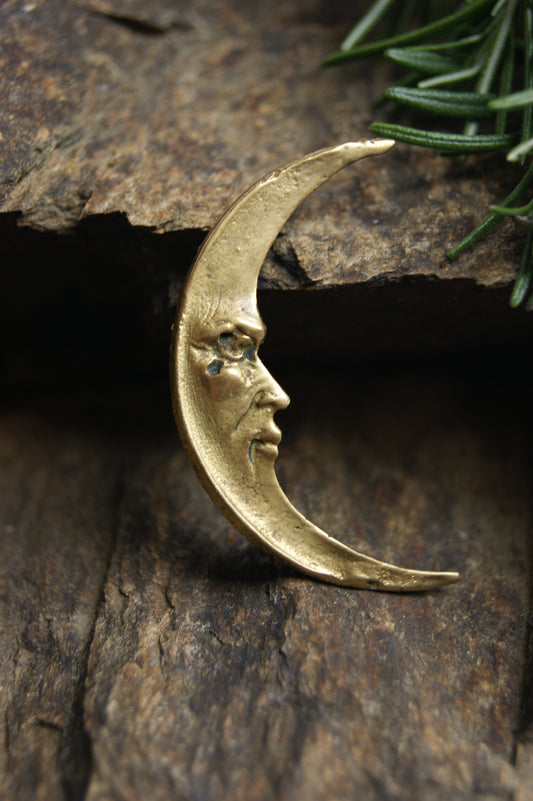 Vintage Hand-Crafted Crescent Moon Brooch
