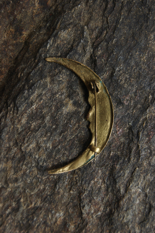 Vintage Hand-Crafted Crescent Moon Brooch