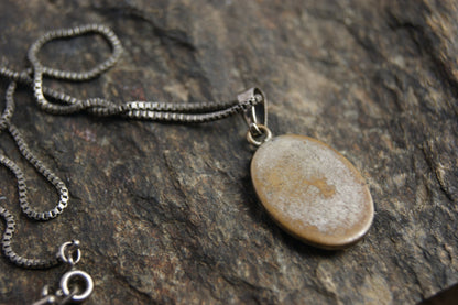 Antique Victorian Forget-Me-Not Pressed Flower Pendant Necklace