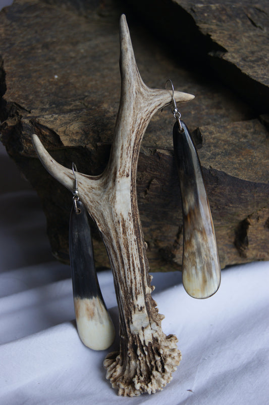 Arracades de banya natural vintage dels anys 70
