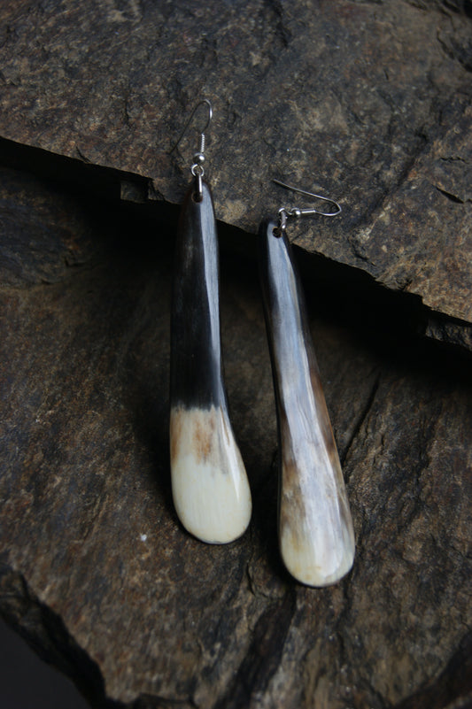 Arracades de banya natural vintage dels anys 70