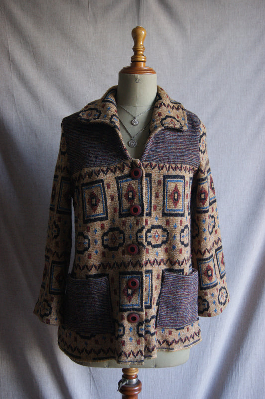 Jaqueta de patchwork de tapisseria artesanal dels anys 80 - M