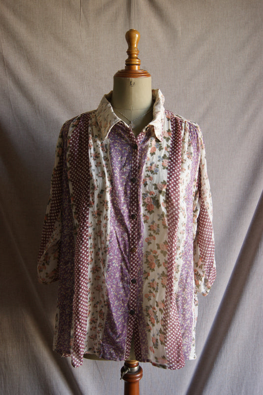Brusa de les praderies amb patchwork floral dels anys 90 - L