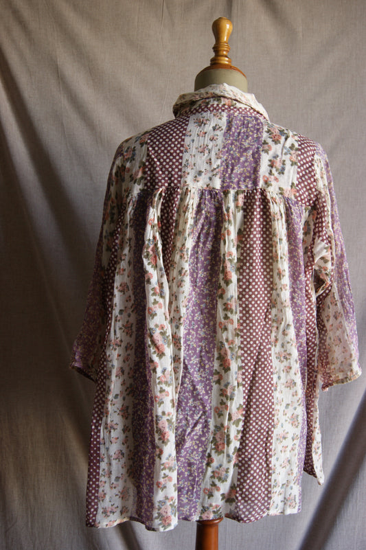 Brusa de les praderies amb patchwork floral dels anys 90 - L