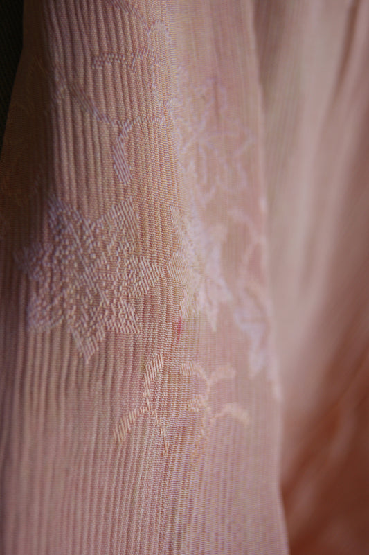 Jaqueta kimono Haori de seda japonesa dels anys 60, color préssec i auró