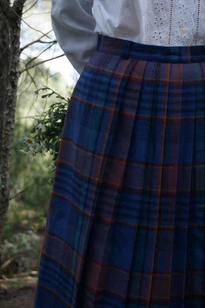 1980s Toronto Wool-Blend Pleated Tartan Skirt - M