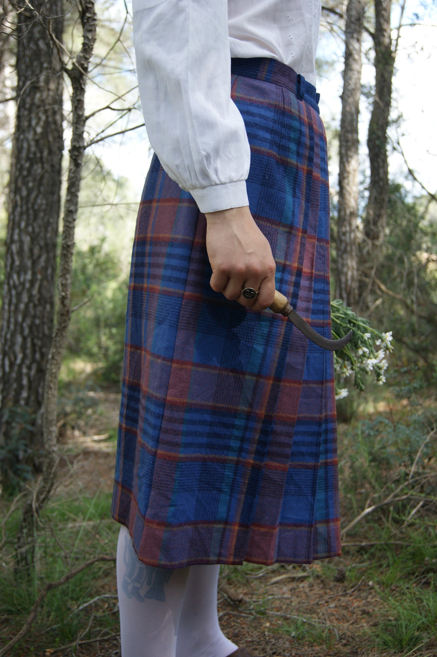 1980s Toronto Wool-Blend Pleated Tartan Skirt - M