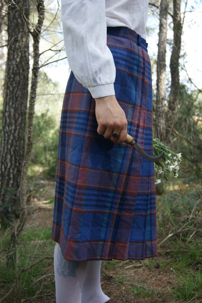 1980s Toronto Wool-Blend Pleated Tartan Skirt - M