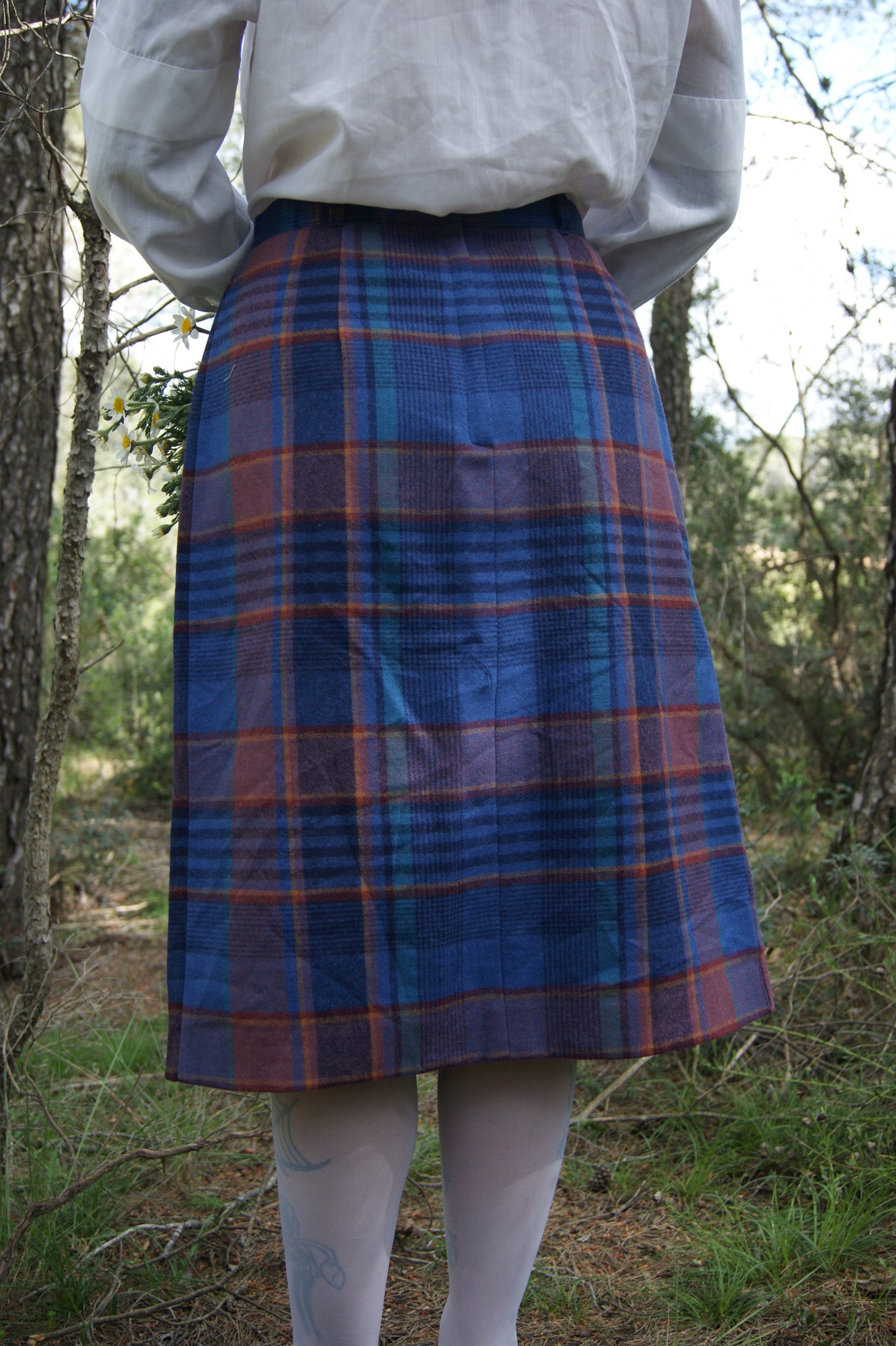 1980s Toronto Wool-Blend Pleated Tartan Skirt - M