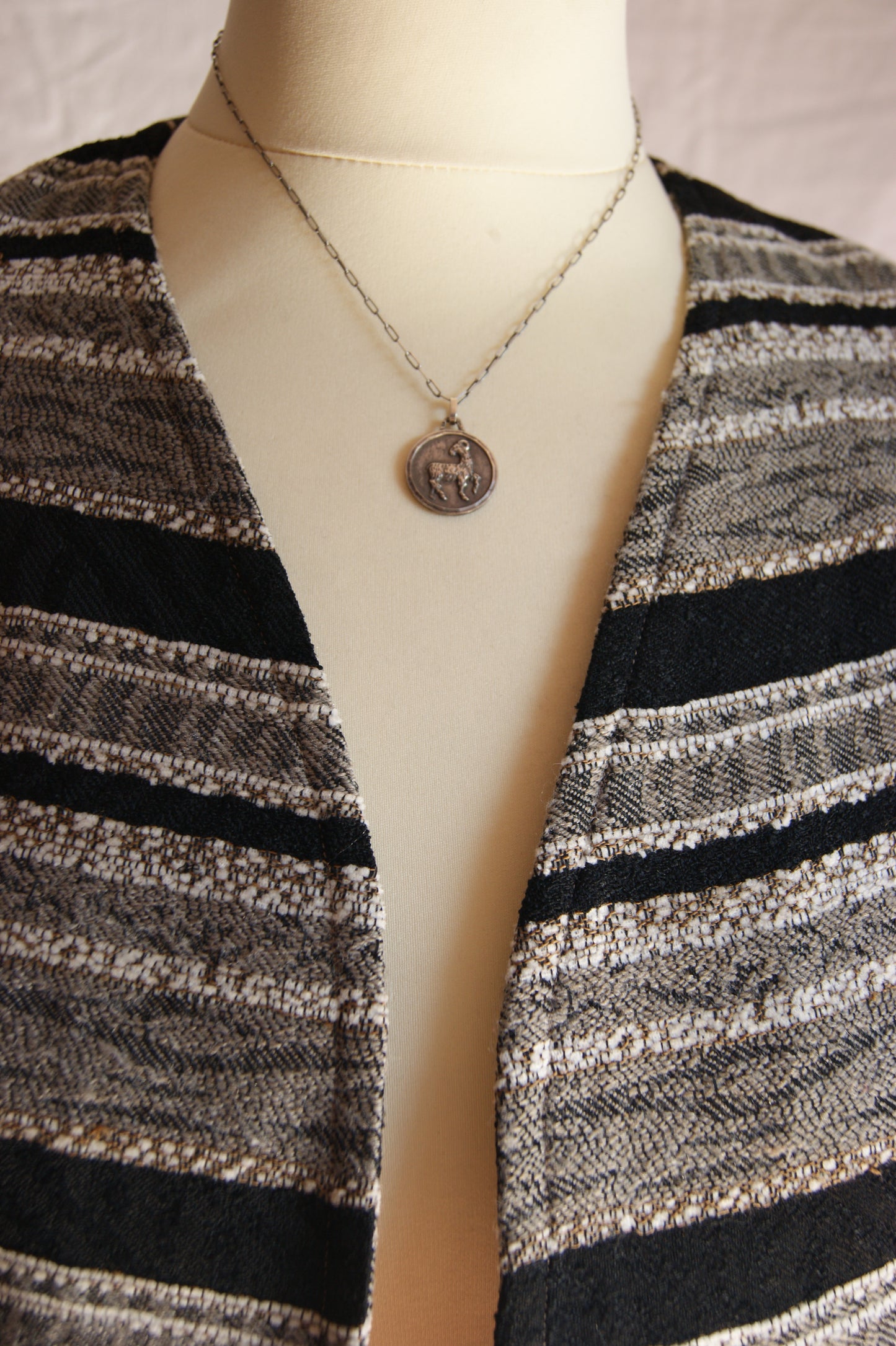 1970s Handmade Cotton Tapestry Vest with Brown Satin Lining - XS/S