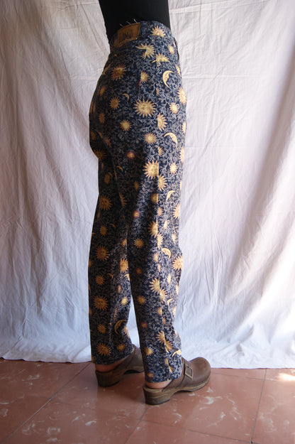 1990s Celestial Sun & Moon Cotton Trousers - M