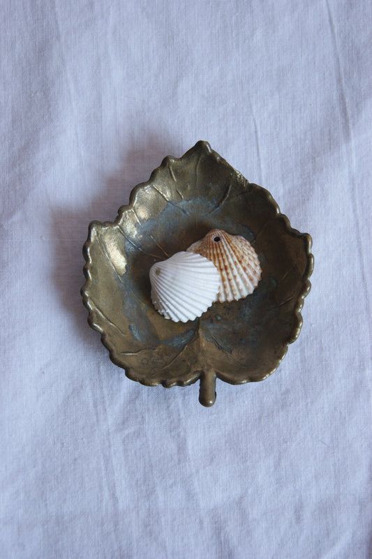 Antique Brass Leaf Trinket Dish