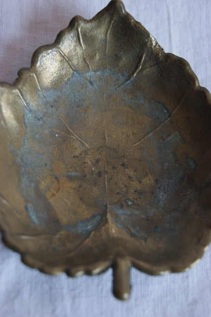 Antique Brass Leaf Trinket Dish