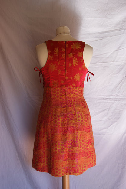 1990s Helena Sorel Celestial Ruby Corseted Dress - S/M