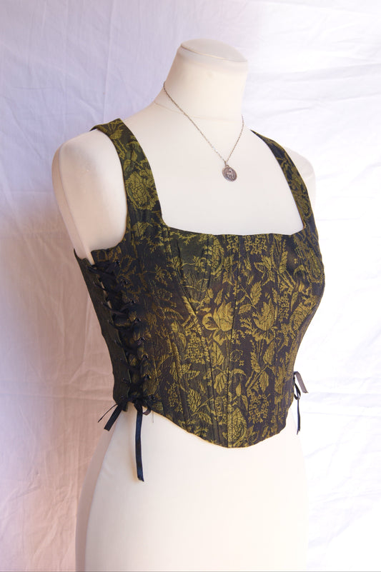 1990s Helena Sorel Botanical Brocade Corset - XS/S