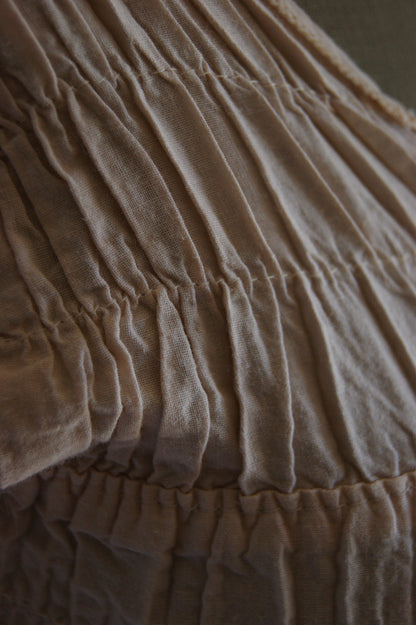 1970s Raw Smocked Peasant Blouse Cotton - XS/S