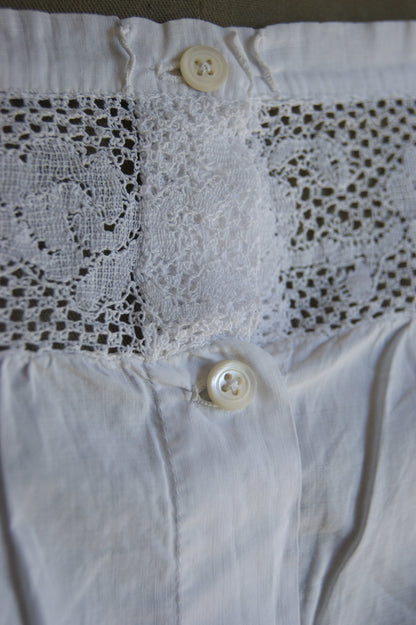 Late 1800s Hand-Made Cotton Corset Cover with Lacework - S